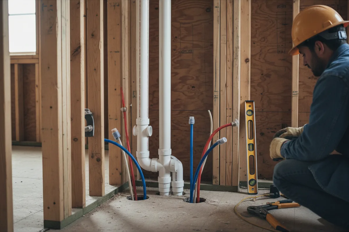 Drain and supply rough-in during Drain Cleaning in Myra